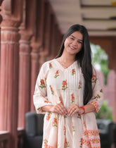 Arihantam Tangerine Bloom A-Line Cotton Printed Suit Set